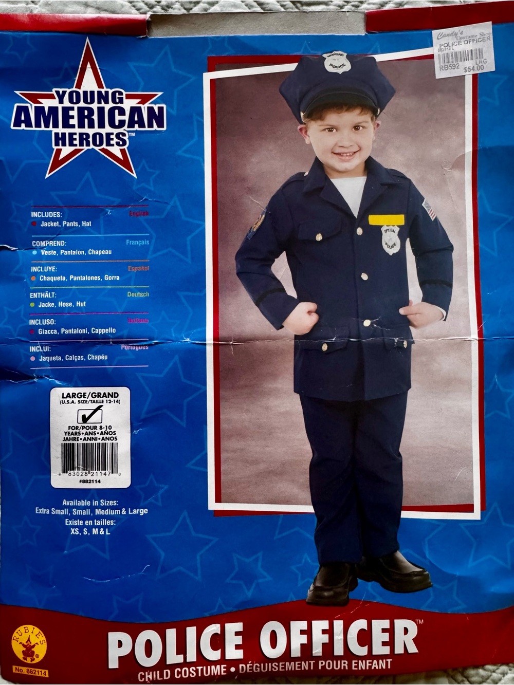 Police Officer Kids Costume - Navy Blue, size 12-14